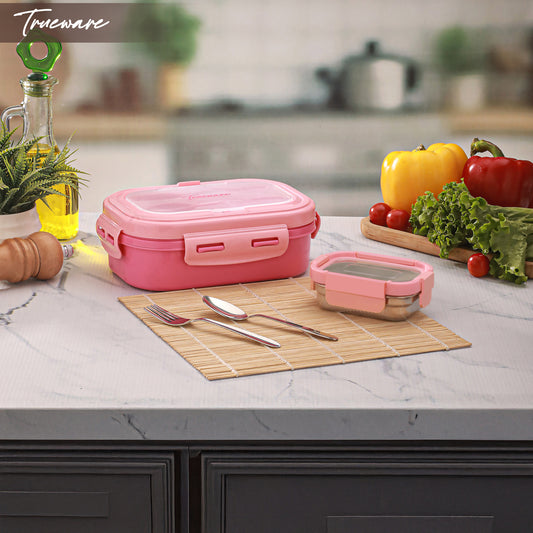Trueware Picaso Insulated Inner Steel Thermoware BPA Free, Airtight, Food Grade, 2 Containers Lunch Box 750 ML