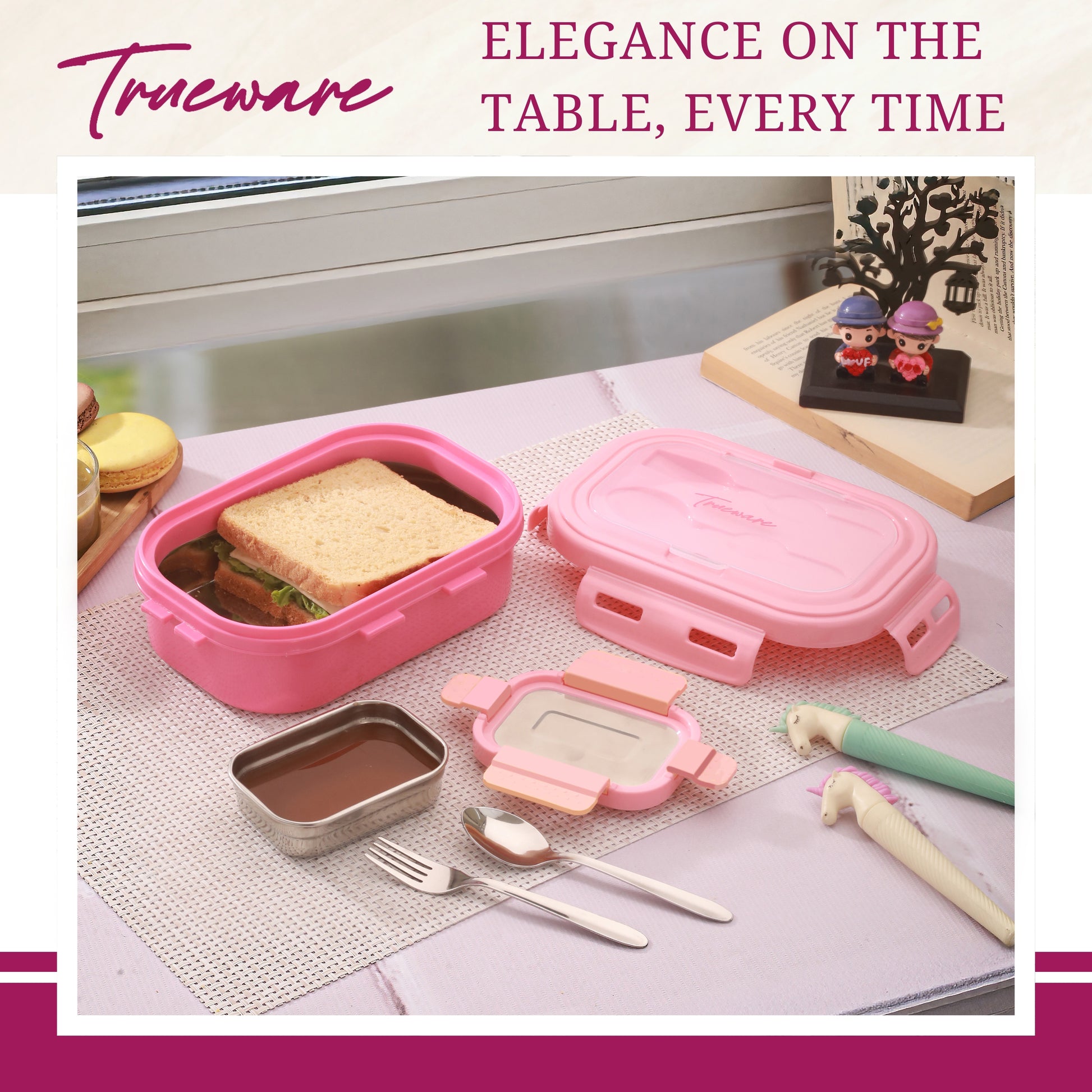 Trueware Picaso Insulated Inner Steel Thermoware BPA Free, Airtight, Food Grade, 2 Containers Lunch Box 750 ML