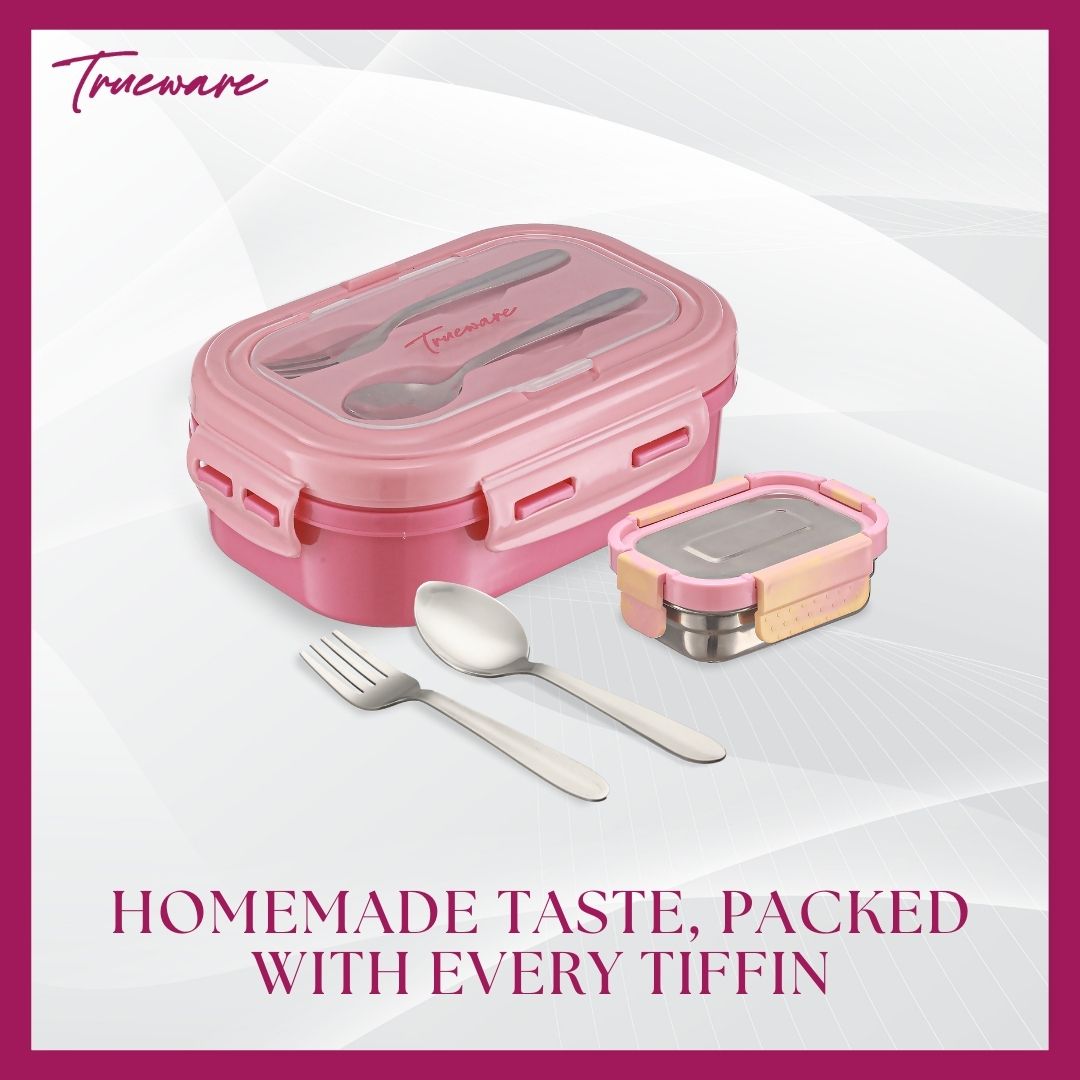 Trueware Picaso Insulated Inner Steel Thermoware BPA Free, Airtight, Food Grade, 2 Containers Lunch Box 750 ML