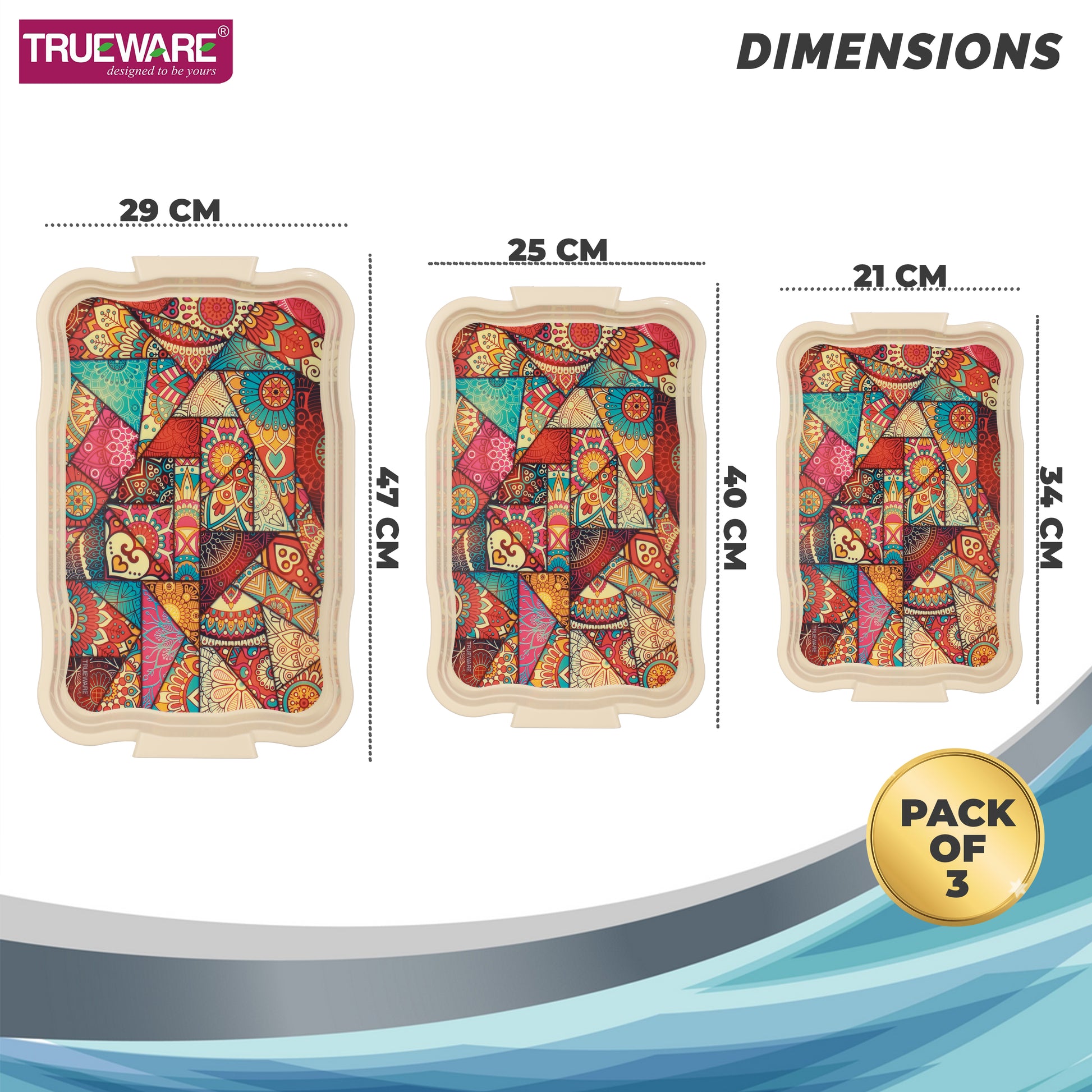 Gloria Tray Set Of 3 (S/M/L) With Box