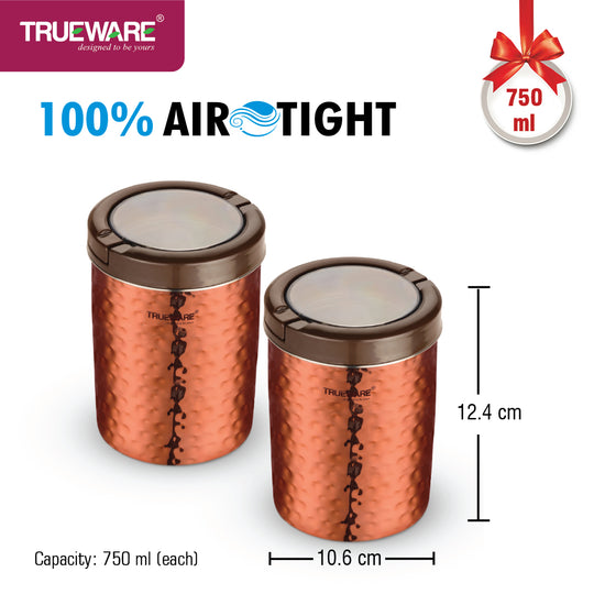 Steel Canister Liftup Airtight 750 2Pcs Set (W/Out Chrome)