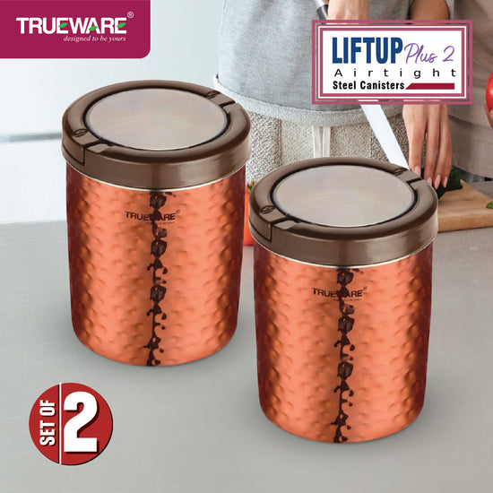 Steel Canister Liftup Airtight 750 2Pcs Set (W/Out Chrome)