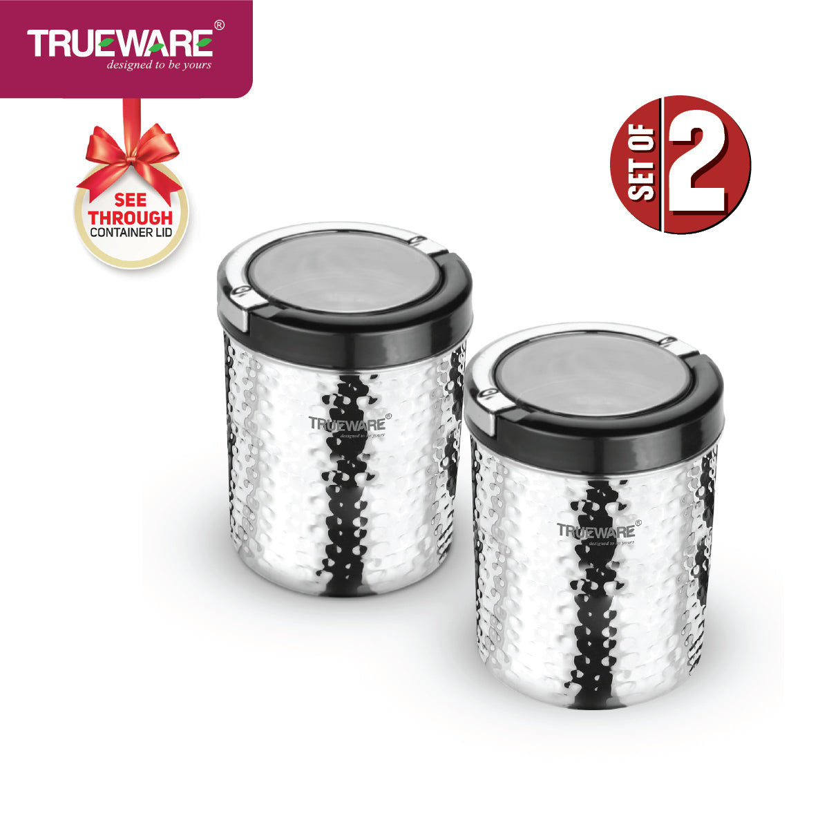 Steel Canister Liftup Airtight 750 2Pcs Set (W/Out Chrome)