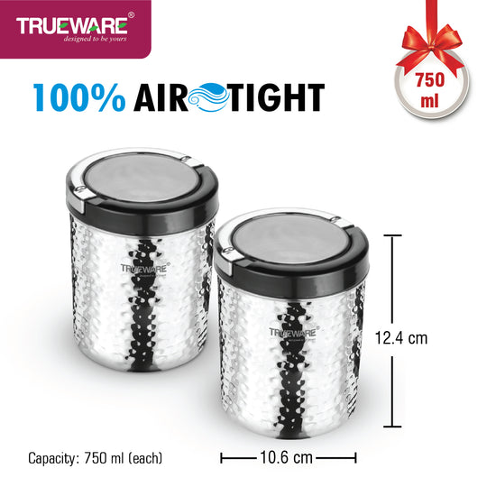 Steel Canister Liftup Airtight 750 2Pcs Set (W/Out Chrome)