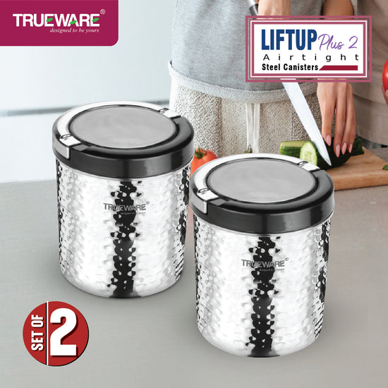 Steel Canister Liftup Airtight 750 2Pcs Set (W/Out Chrome)