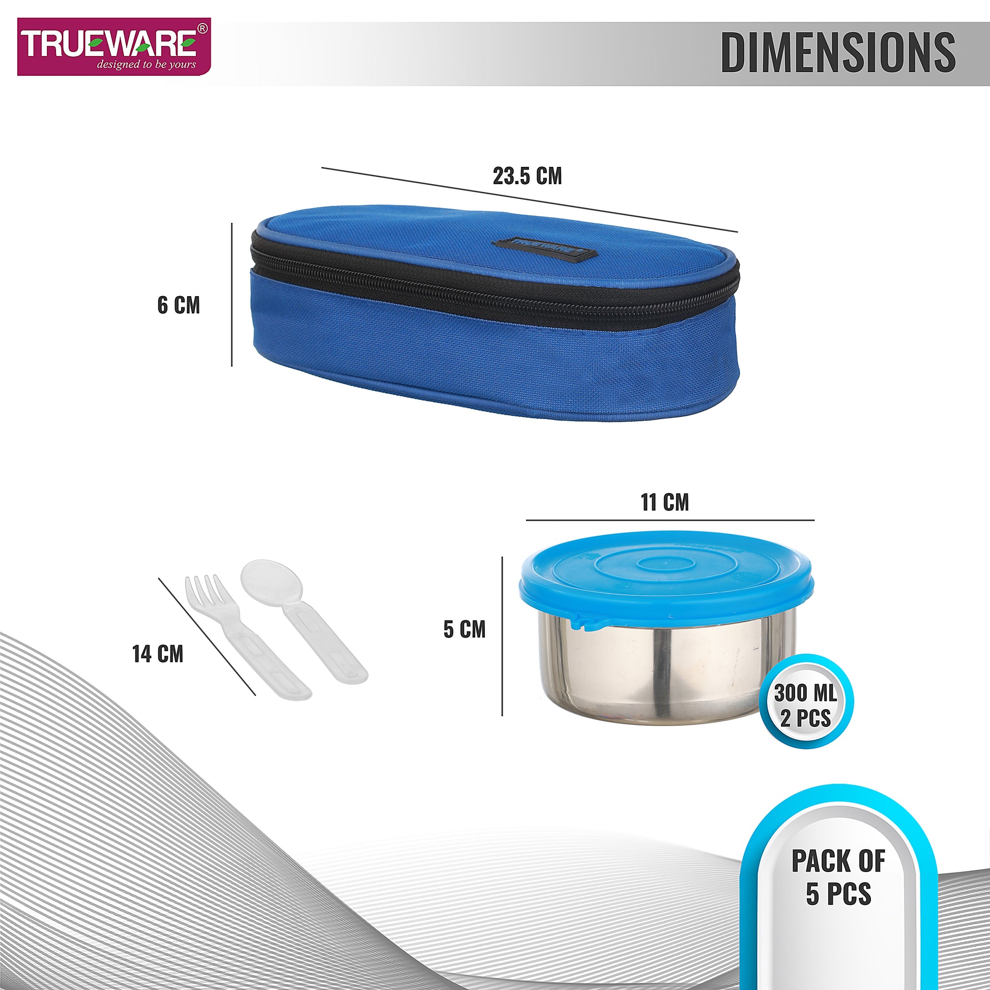 Trueware Tasty 2, 300 X 2 Container | Stainless Steel | Lunch Box | Tiffin | Leak Proof