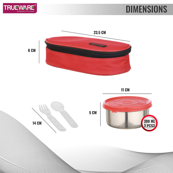 Trueware Tasty 2, 300 X 2 Container | Stainless Steel | Lunch Box | Tiffin | Leak Proof