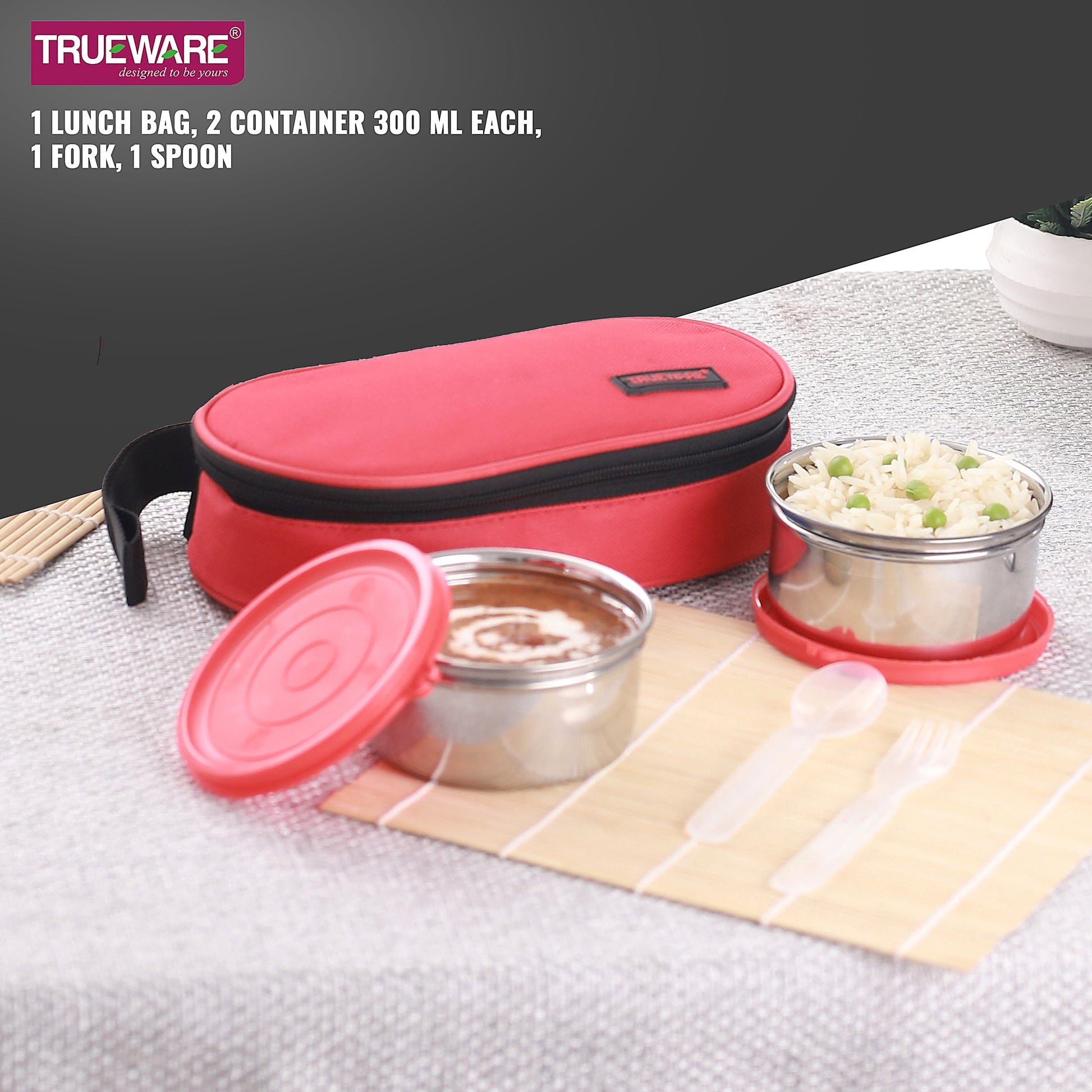 Trueware Tasty 2, 300 X 2 Container | Stainless Steel | Lunch Box | Tiffin | Leak Proof