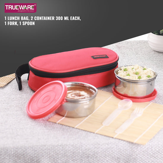 Trueware Tasty 2, 300 X 2 Container | Stainless Steel | Lunch Box | Tiffin | Leak Proof