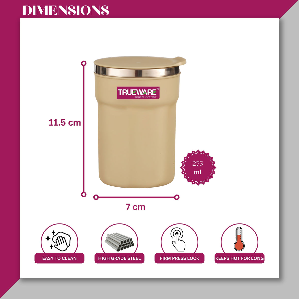 Trueware Ace Sipper Insulated Mug | 300 ml