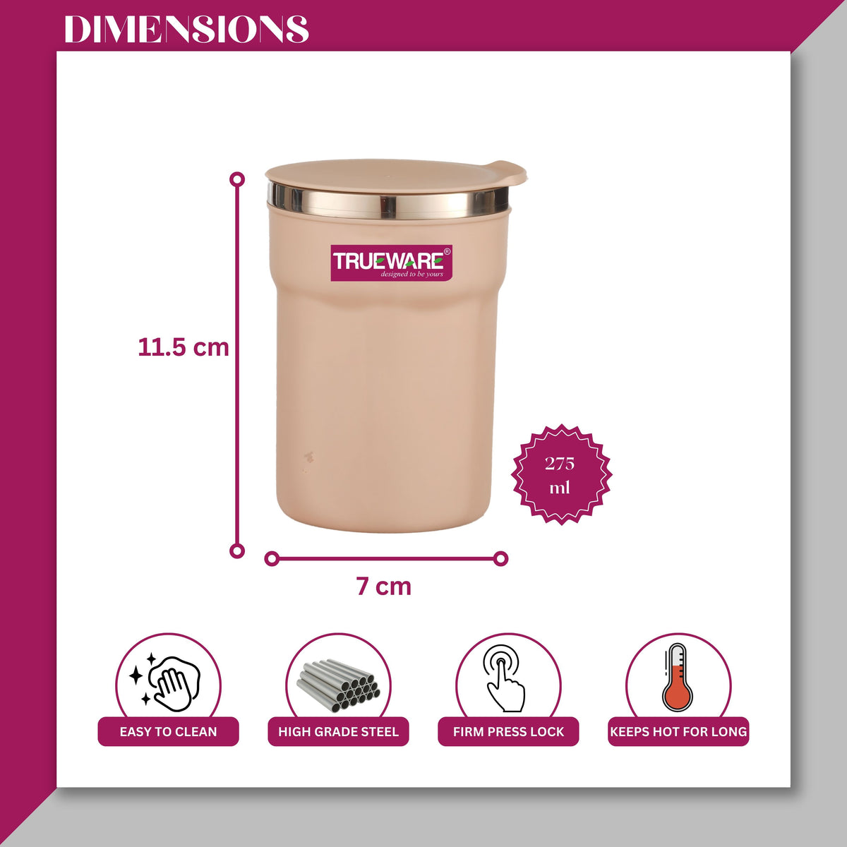 Trueware Ace Sipper Insulated Mug | 300 ml