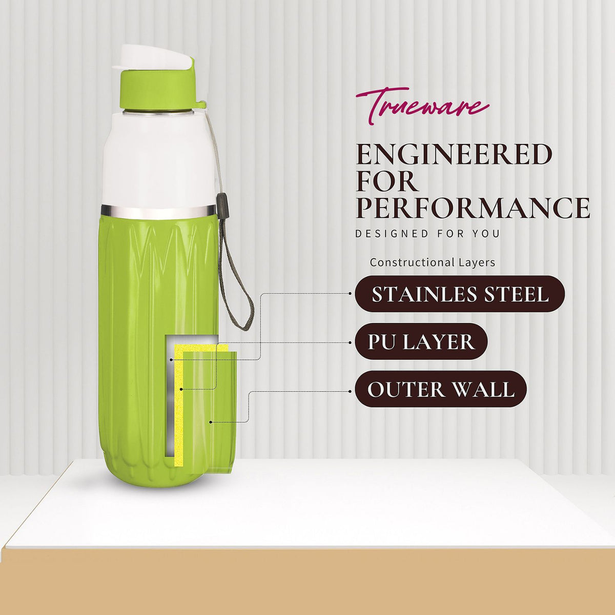 Trueware Aqua Benz Inner Stainless Steel Water Bottle | 600 ml