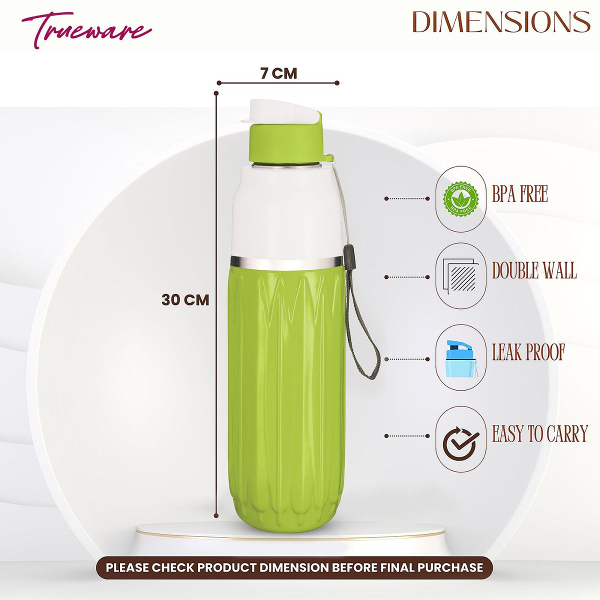 Trueware Aqua Benz Inner Stainless Steel Water Bottle | 600 ml