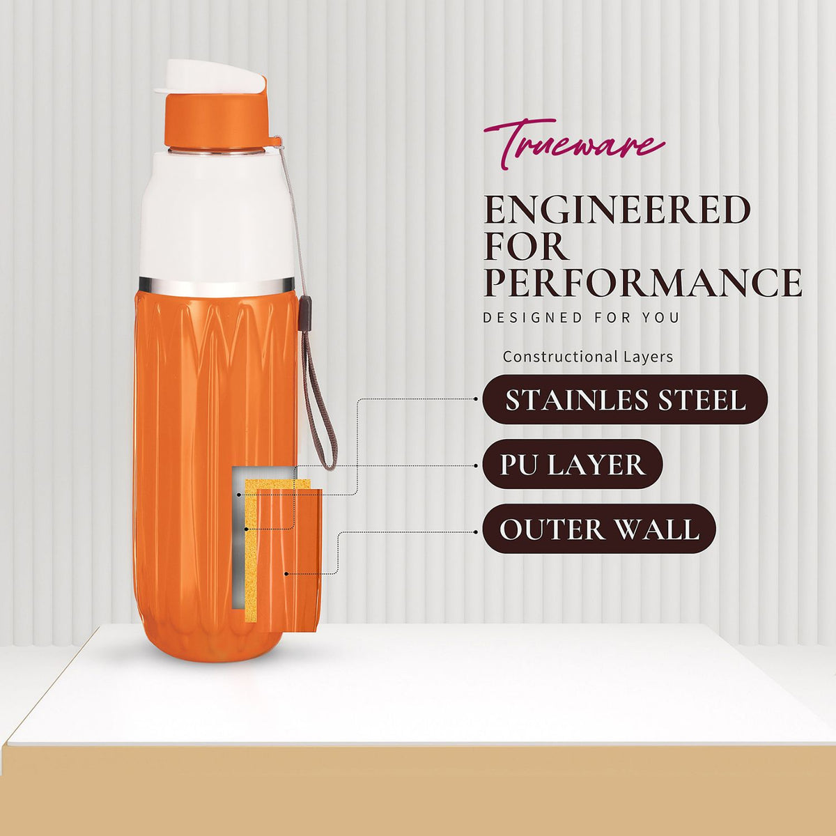 Aqua Benz Inner Stainless Steel Water Bottle | 600 ml