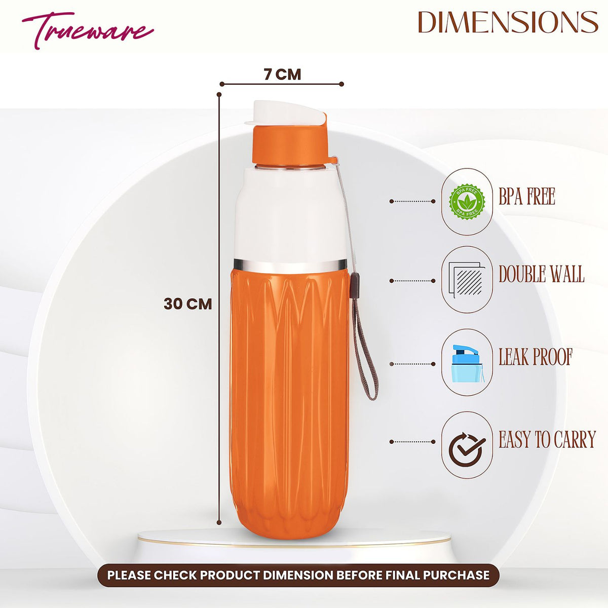 Aqua Benz Inner Stainless Steel Water Bottle | 600 ml