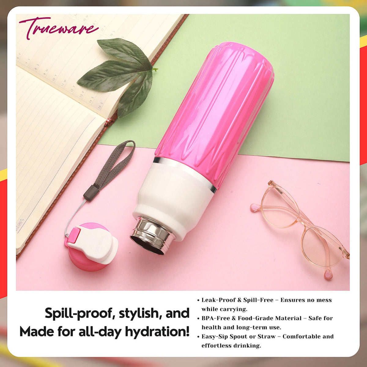 Trueware Aqua Benz Inner Stainless Steel Water Bottle | 600 ml