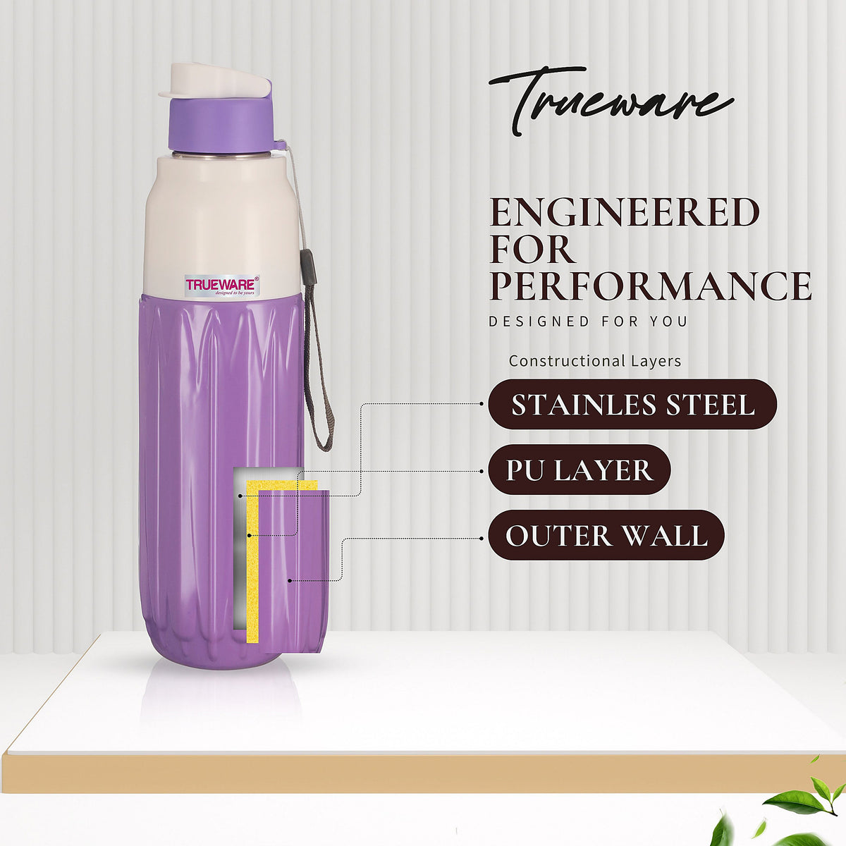 Trueware Aqua Benz Inner Stainless Steel Water Bottle | 600 ml