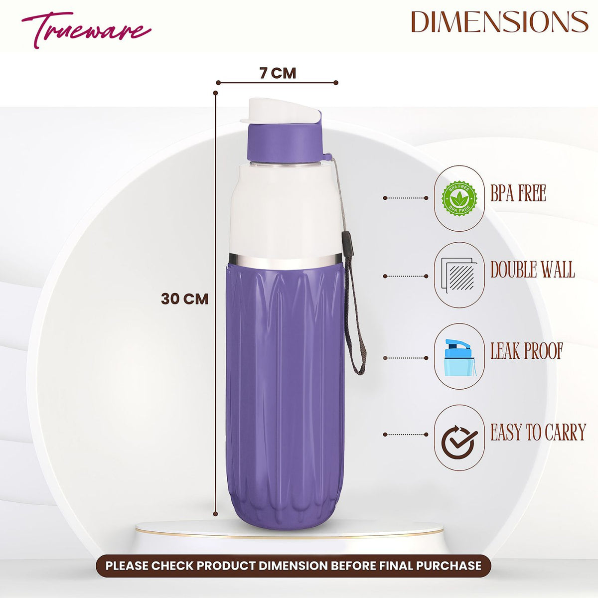 Trueware Aqua Benz Inner Stainless Steel Water Bottle | 600 ml