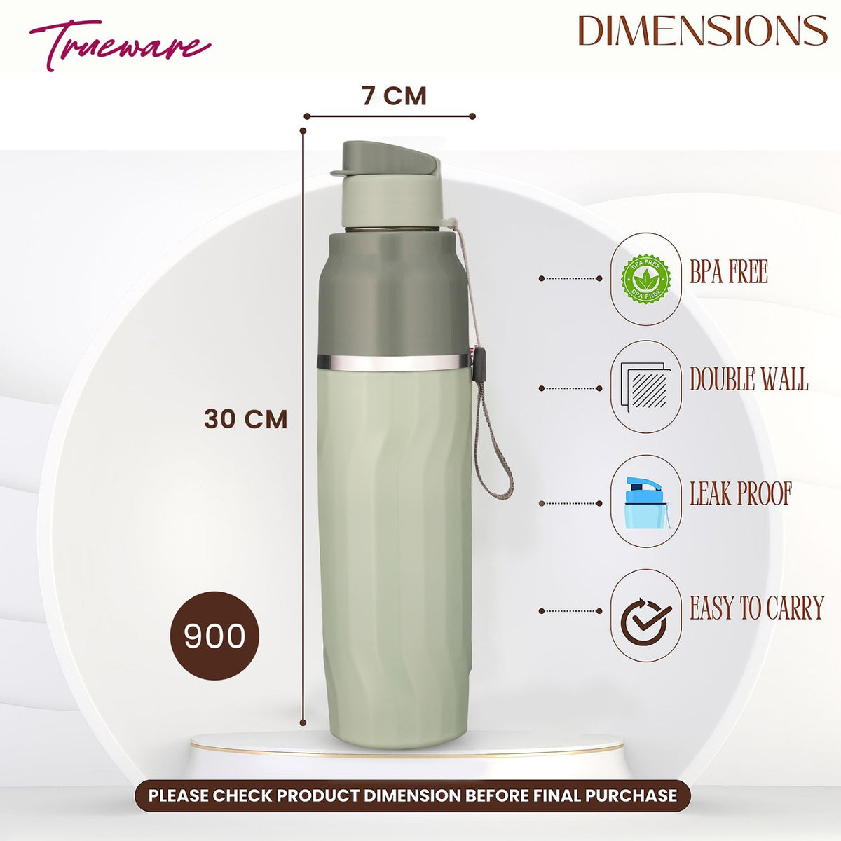 Trueware Aqua Blink Inner Stainless Steel Water Bottle | 600 ml