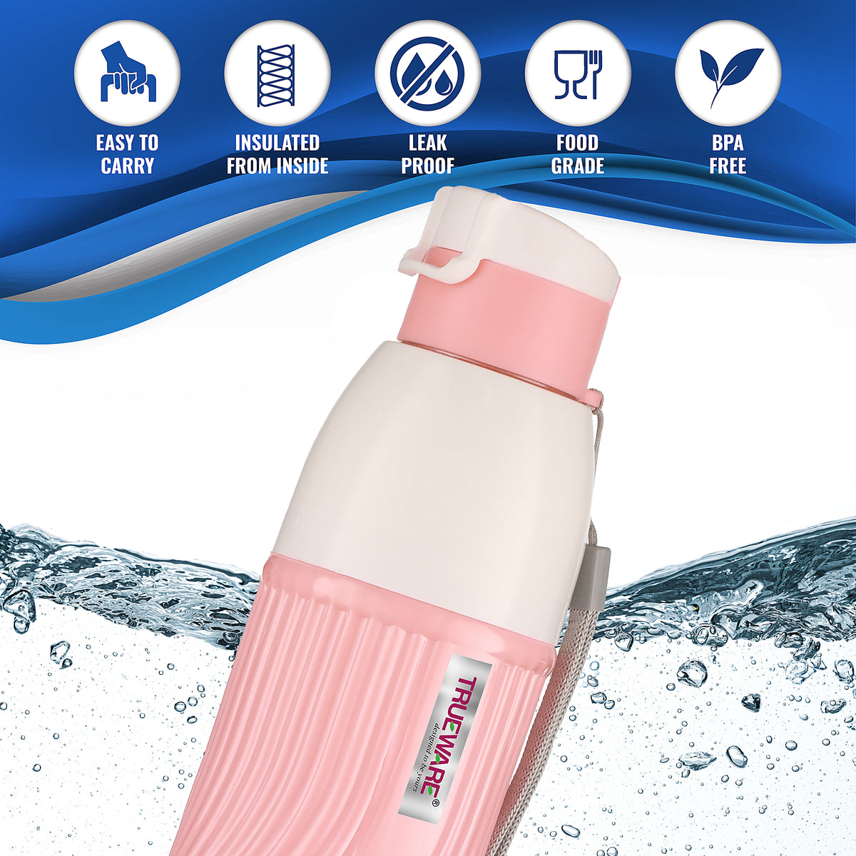 Trueware Aqua Bliss Insulated Water Bottle | 590 ml
