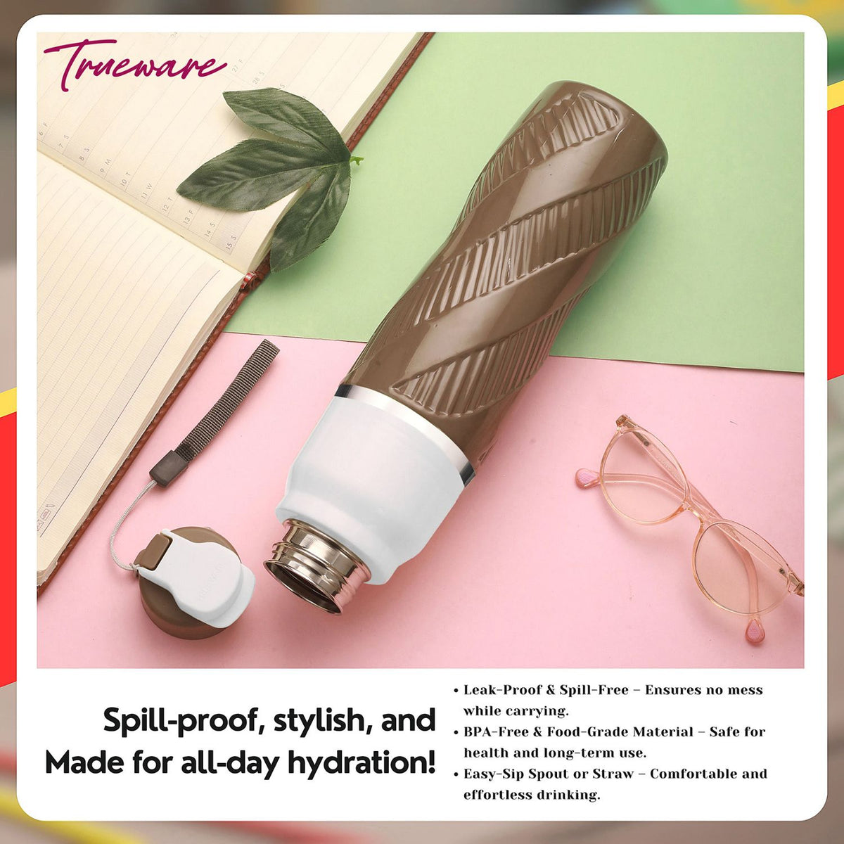 Trueware Aqua Cool Inner Stainless Steel Water Bottle | 600 ml
