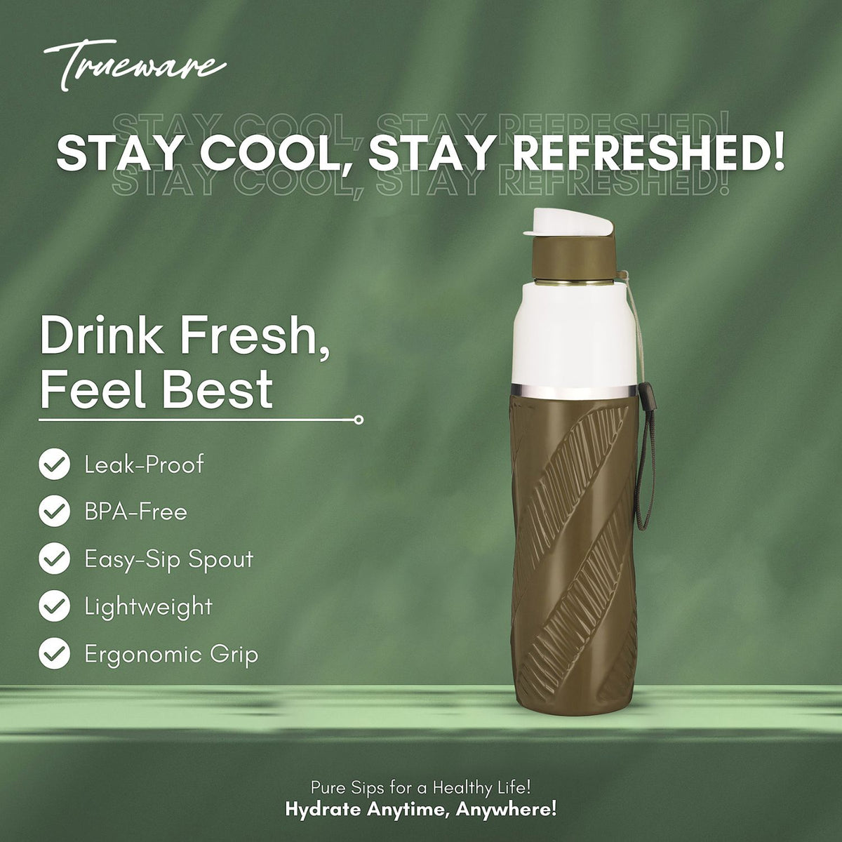 Trueware Aqua Cool Inner Stainless Steel Water Bottle | 600 ml
