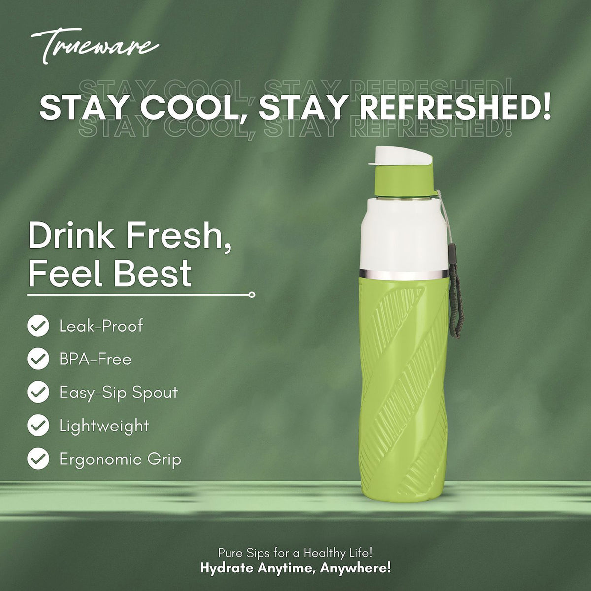 Trueware Aqua Cool Inner Stainless Steel Water Bottle | 600 ml