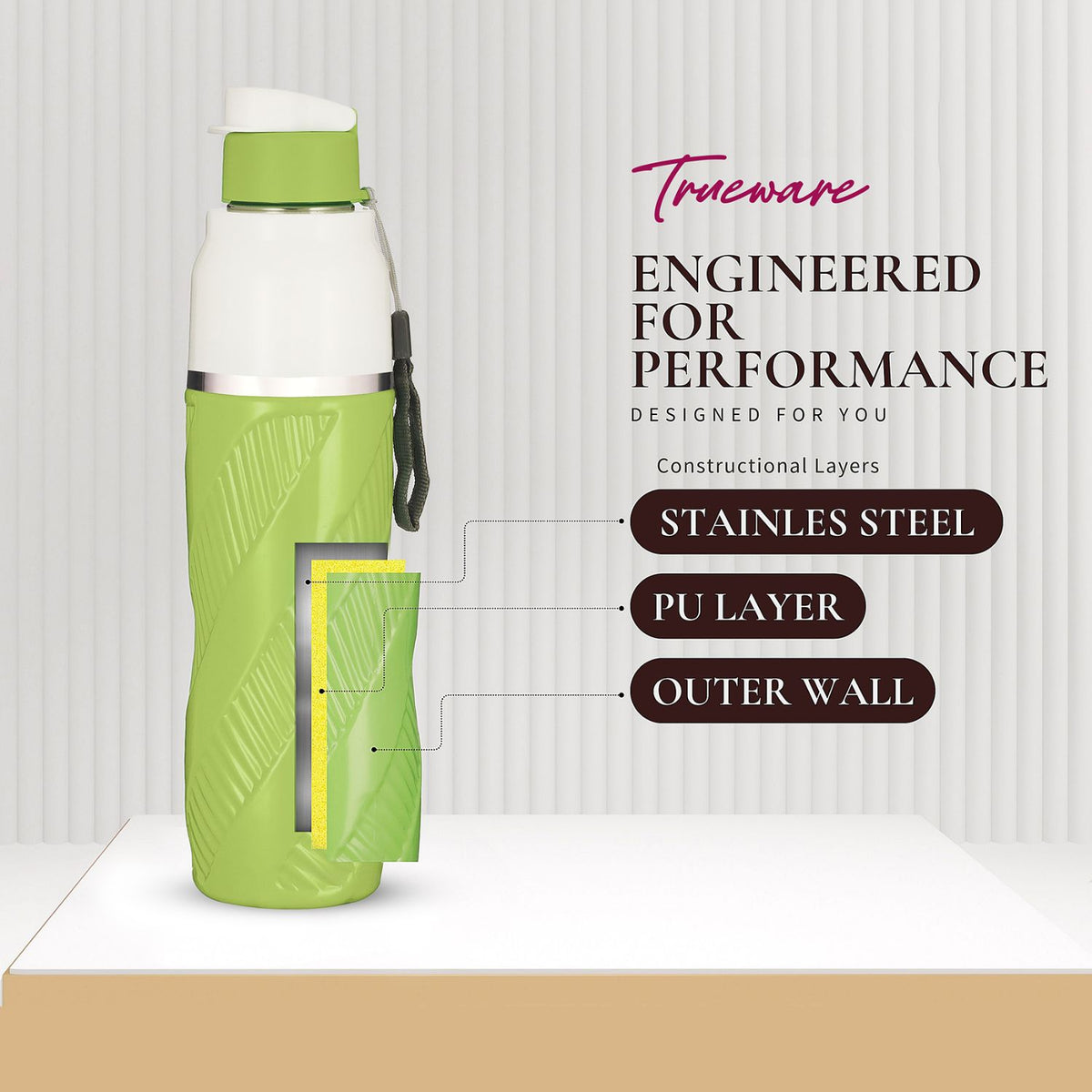 Trueware Aqua Cool Inner Stainless Steel Water Bottle | 600 ml