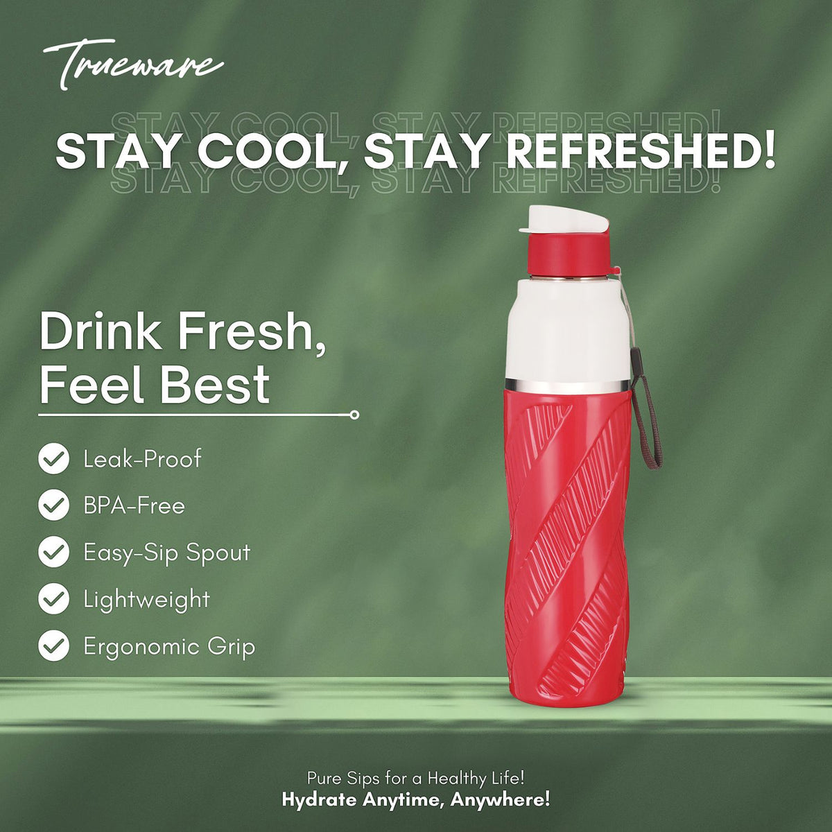 Trueware Aqua Cool Inner Stainless Steel Water Bottle | 600 ml