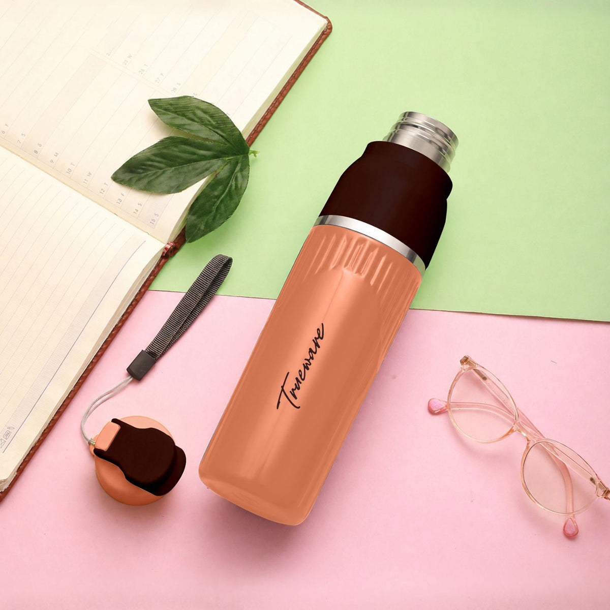 Trueware Aqua Snow Inner Stainless Steel Water Bottle | 600 ml