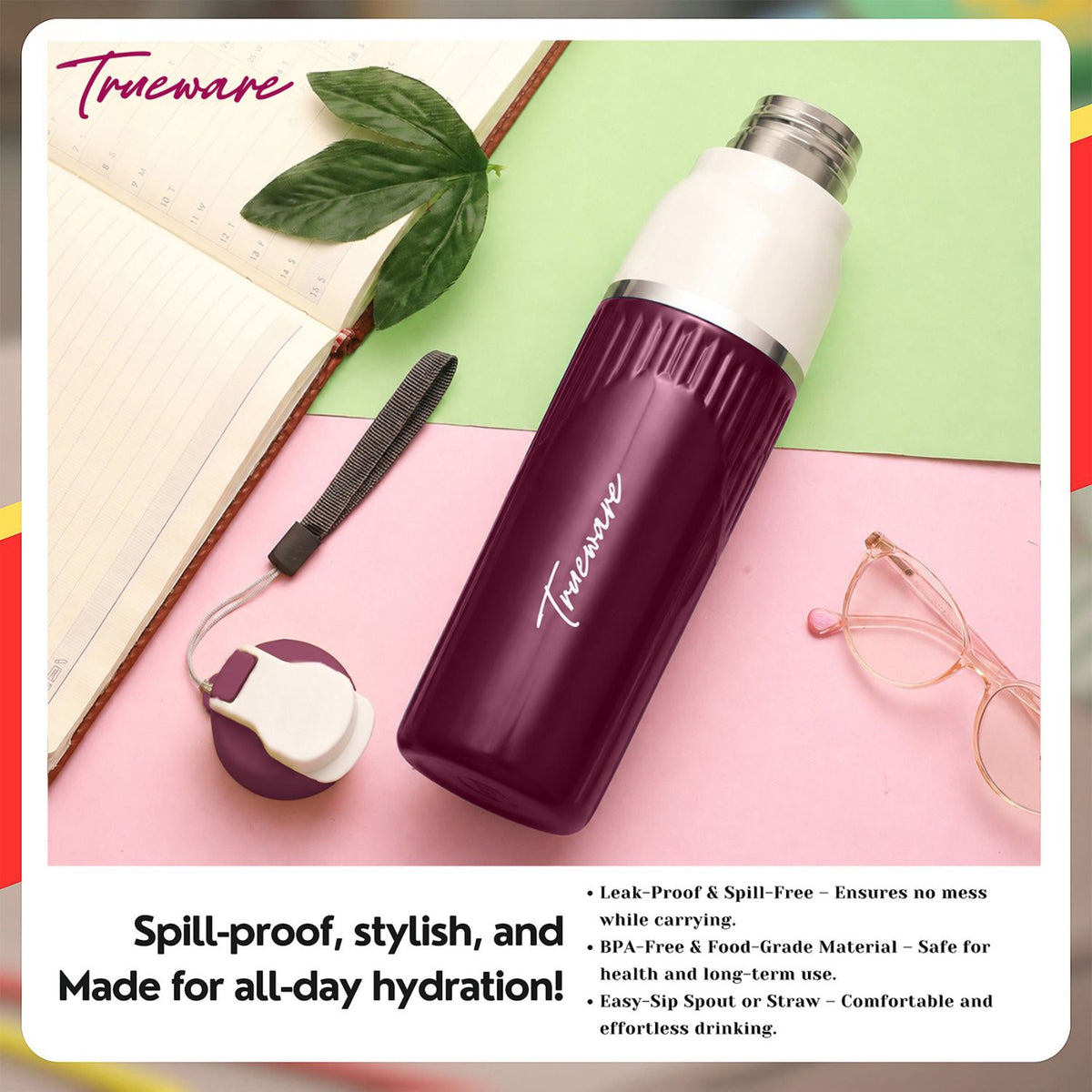Aqua Snow Inner Stainless Steel Water Bottle | 600 ml
