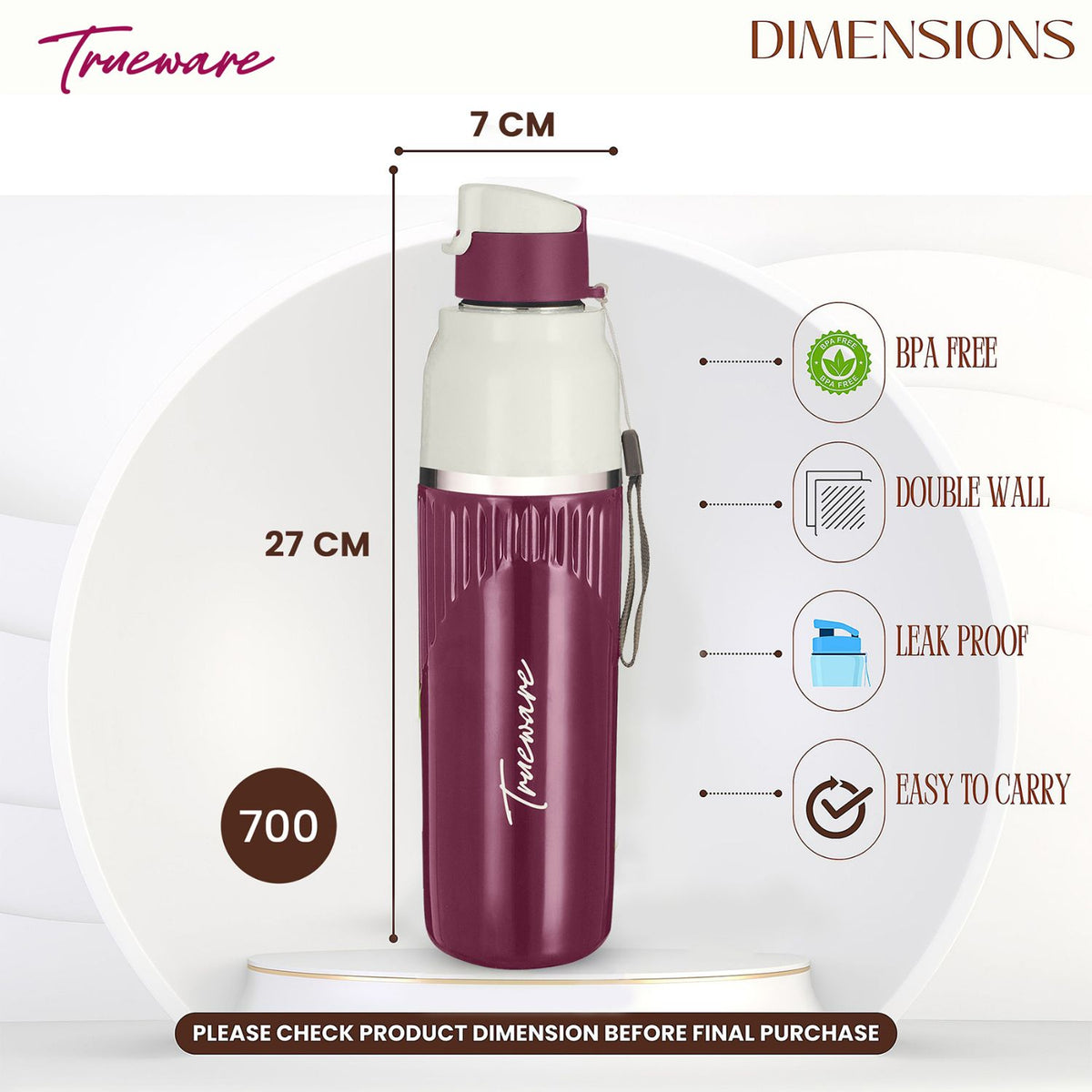 Aqua Snow Inner Stainless Steel Water Bottle | 600 ml