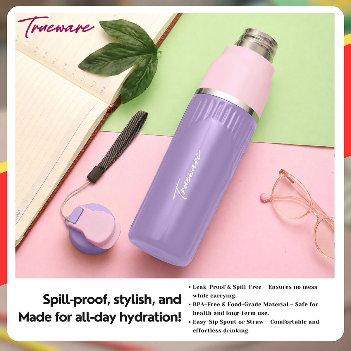 Aqua Snow Inner Stainless Steel Water Bottle | 600 ml