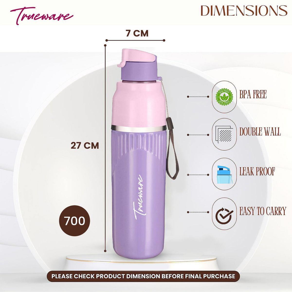 Aqua Snow Inner Stainless Steel Water Bottle | 600 ml