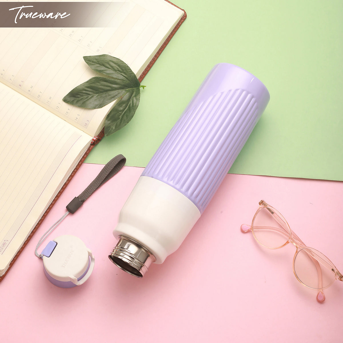 Trueware Aqua Snow Inner Stainless Steel Water Bottle | 600 ml