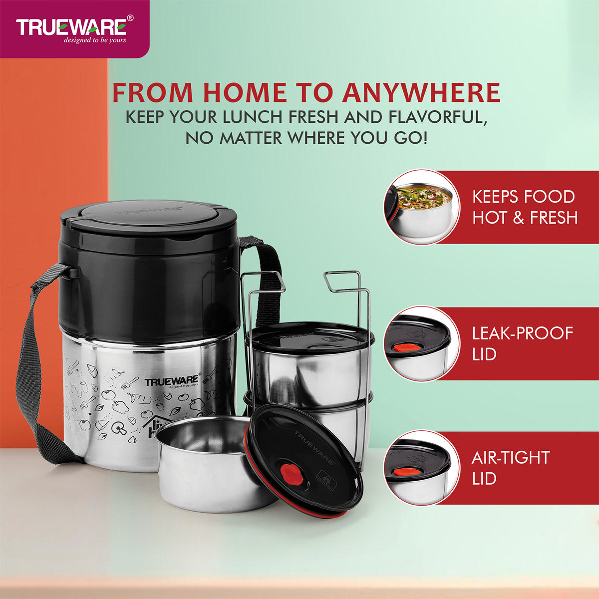 Trueware Steelex 3 Lunch Box I 3 Containers