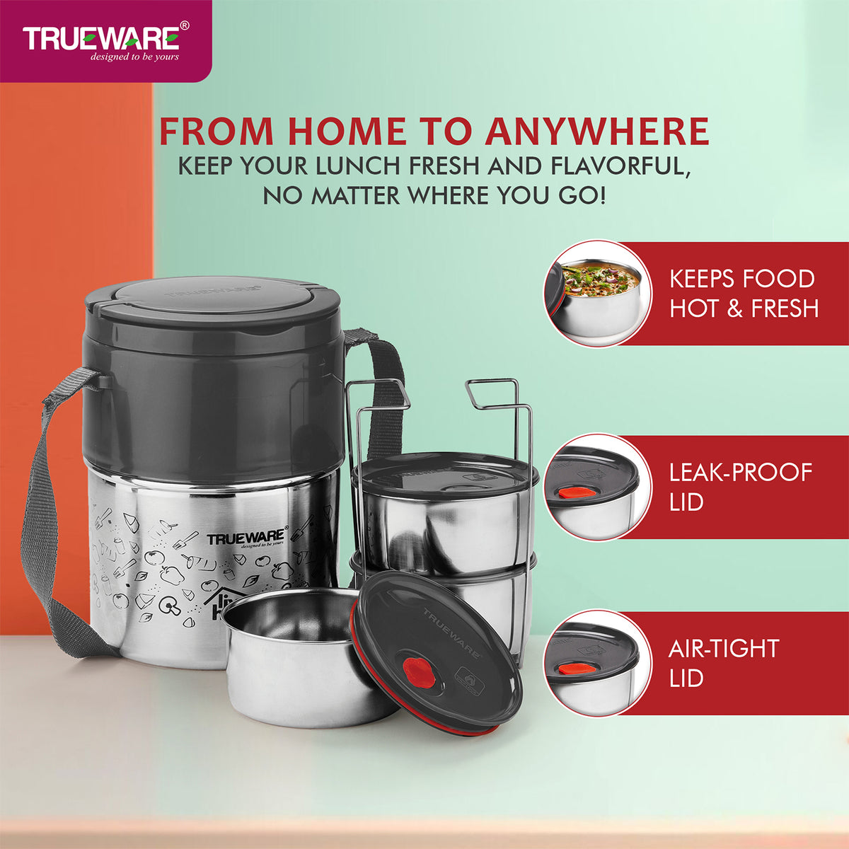 Trueware Steelex 3 Lunch Box I 3 Containers