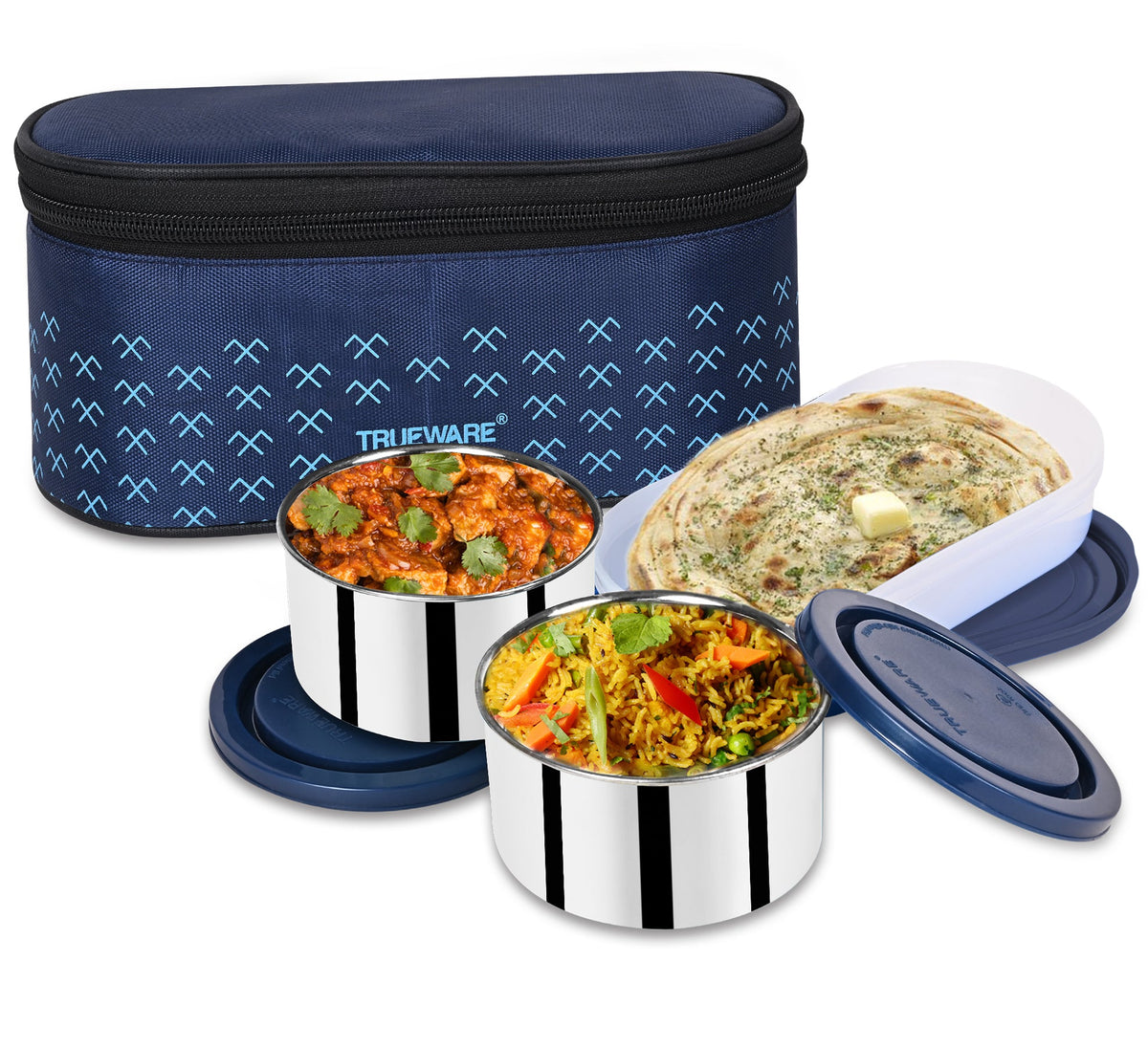 Trueware Meal Mate 2+1 Lunch Box | 2 Containers + 1 Chapati Container
