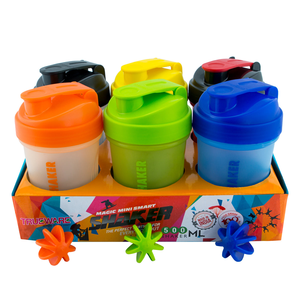 Trueware Mini Smart Protein Shaker with PP Blender Ball | 500 ml